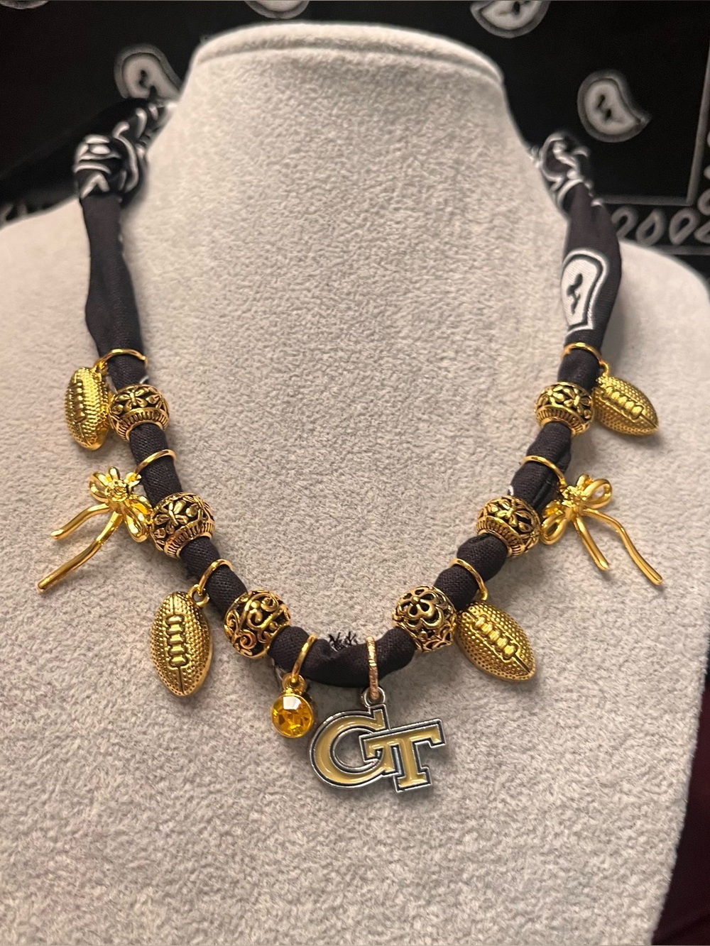 Georgia Tech Yellowjacket Bandana Charm Necklace, 29”